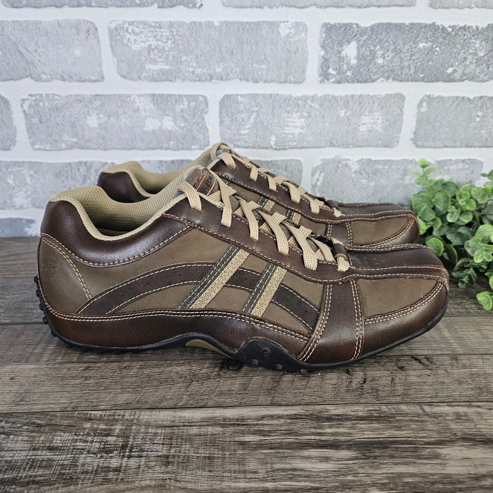 Skechers Urbantrack Browser Men's Brown Leather Sneakers Size 10.5 61751 - Picture 3 of 9